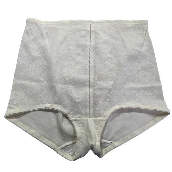 Vintage Floral Control Brief Panty Style Girdle Shaper Boy Legs Cream Size Large - Picture 1 of 11
